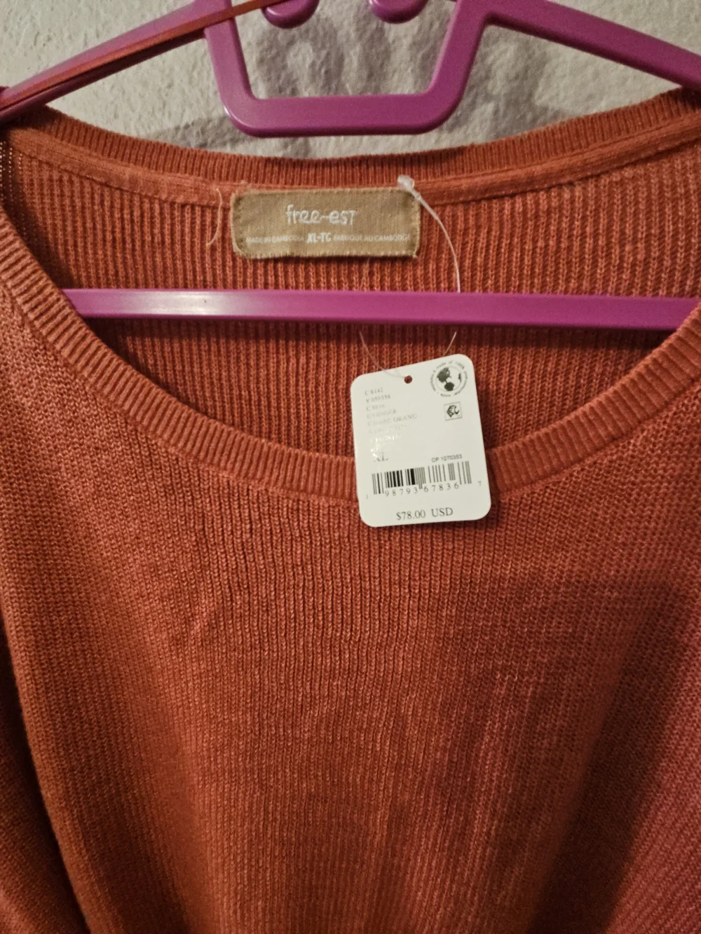 NWT Free People free-est Spencer Mini Dress Ginger Orange Knit Size XL